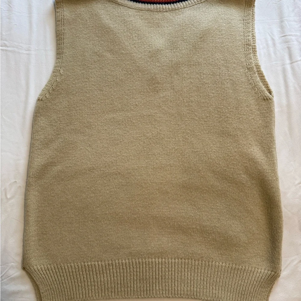 Varsity Style Sweater Vest Cream Knit Preppy Academia Vibes - Picture 4 of 6
